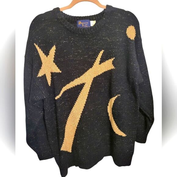 Vintage Bonnie Lee Division Of Leroy Black Star Moon Sweater, Eu Size 40 US L - Picture 4 of 9
